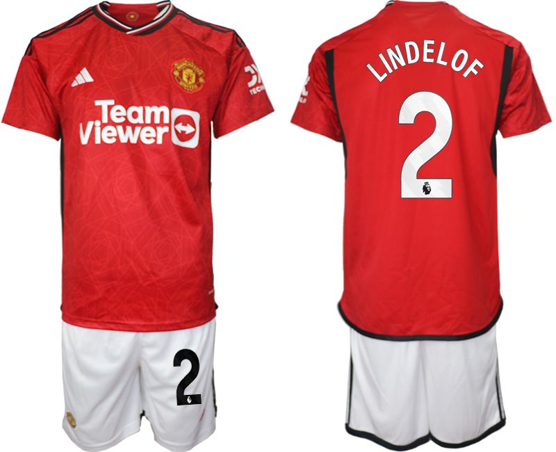 Men 2023-2024 Club Manchester United home red #2 Soccer Jersey